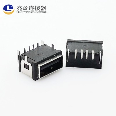 防水USB2.0母座 AF板上90度卧式四脚插板DIP 4p